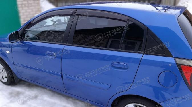 Дефлекторы окон (ветровики) Kia Rio II Hb 5d 2005-2011"EuroStandard" (Киа Рио) Кобра Тюнинг